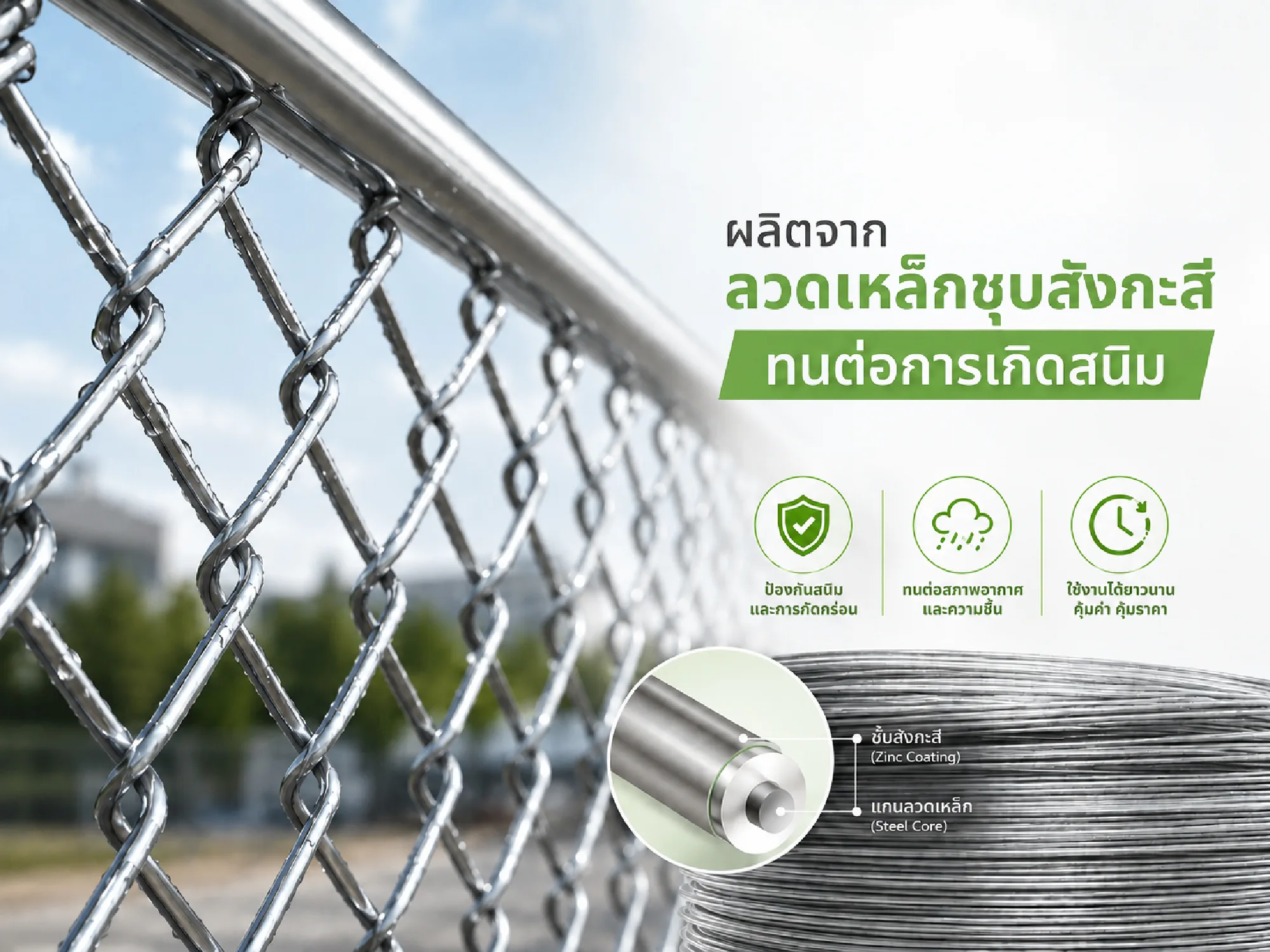 ลวดตาข่ายเหล็กชุบสังกะสี Bangkok Fence